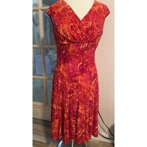 Lauren Ralph Lauren Dress Oranges/Reds Sleeveless Fit & Flare Size 8